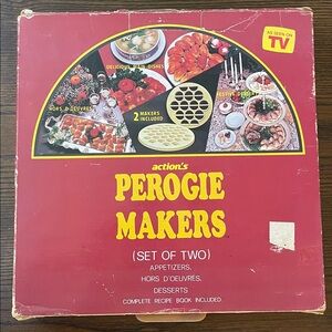 Pierogi Dumpling Maker Actions Vintage Plastic 2 piece set box recipes included